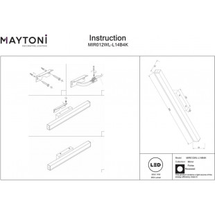 Kinkiet Fichte LED 60cm czarny Maytoni | Oświetlenie łazienkowe