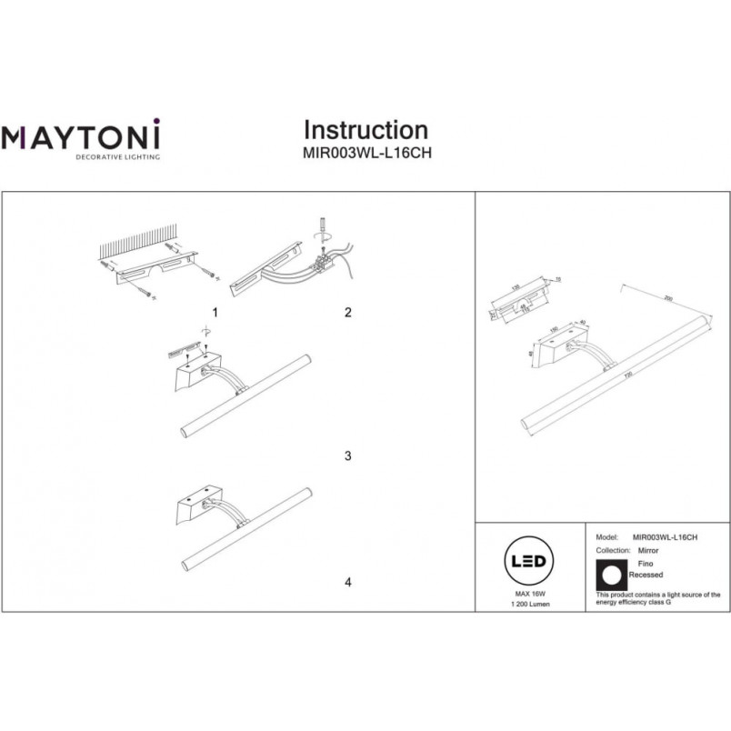 Kinkiet na wysięgniku Fino LED - Maytoni | Chrom, 72cm
