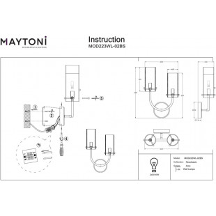 Kinkiet podwójny Hampton Arco - Maytoni | Mosiądz, Szkło
