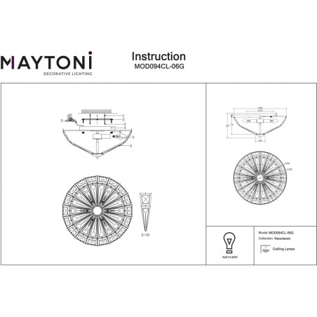 Plafon kryształowy Facet Maytoni | Luksusowy design