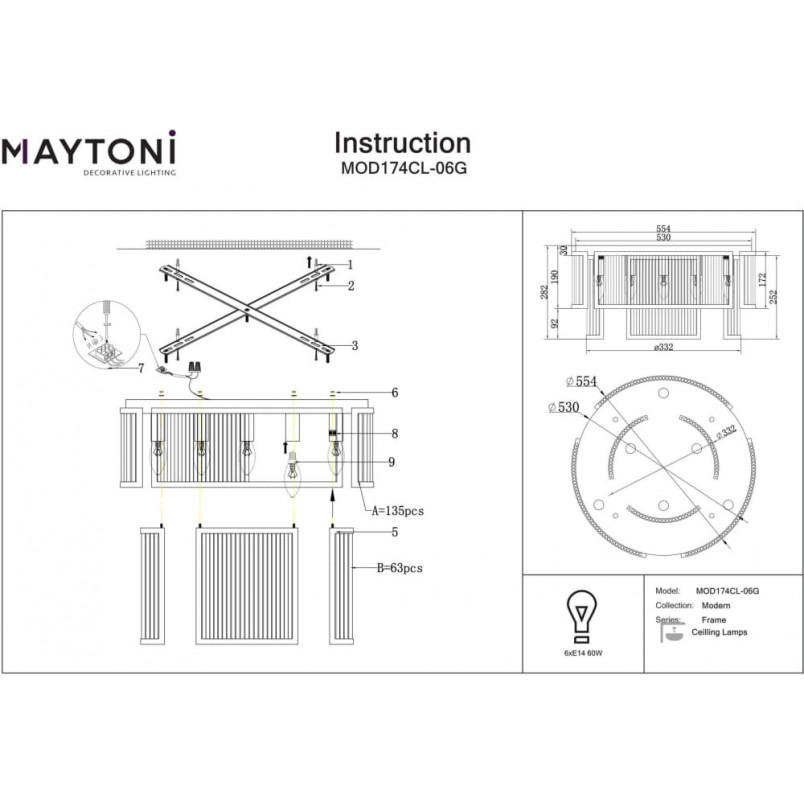 Plafon szklany Hampton Frame - Maytoni | Luksusowy design