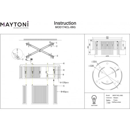 Plafon szklany Hampton Frame - Maytoni | Luksusowy design