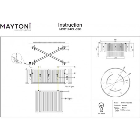 Plafon szklany Hampton Frame 65cm - Maytoni | Luksus i blask