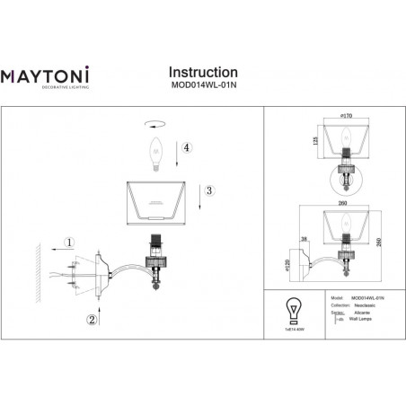 Kinkiet Hampton Alicante Maytoni - Elegancki design | Sklep z oświetleniem