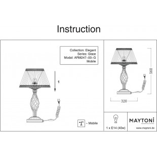 Lampa stołowa Grace Maytoni | Antyczny design, biały abażur