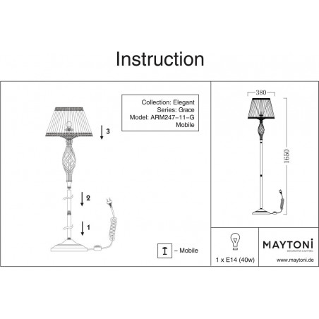 Lampa podłogowa Grace - antyczny styl, biały abażur | Maytoni