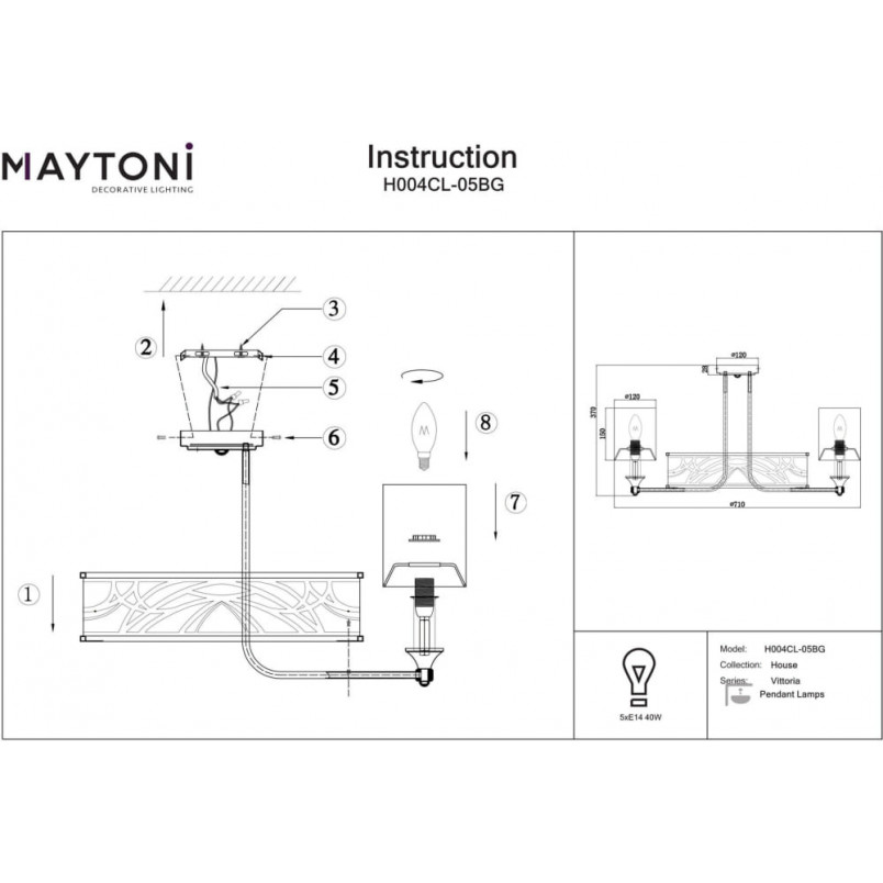 Lampa Hampton Vittoria Maytoni | Biało-złota, 5 punktów