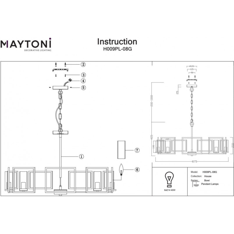 Lampa wisząca Hampton Bowi złota Maytoni | Elegancki design