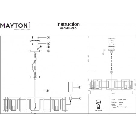 Lampa wisząca Hampton Bowi złota Maytoni | Elegancki design