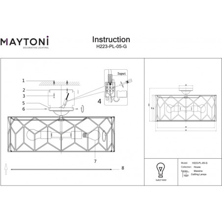 Plafon Messina Maytoni: Beżowo-złoty, tkanina, E27 | Sklep z lampami