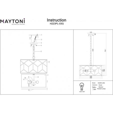 Lampa wisząca Messina Maytoni: Beżowo-złoty, elegancki design