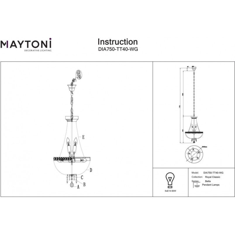 Żyrandol Kryształowy Bella Złoty Maytoni | Luksusowy Design