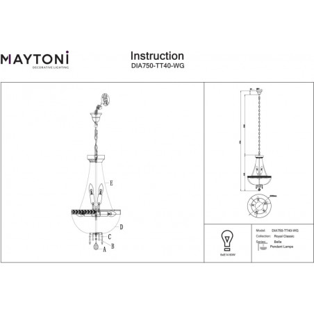 Żyrandol Kryształowy Bella Złoty Maytoni | Luksusowy Design