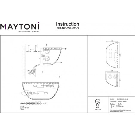 Kinkiet kryształowy Basfor Maytoni | Luksusowy design