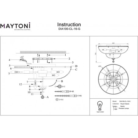 Plafon kryształowy Basfor Maytoni | Luksusowy design