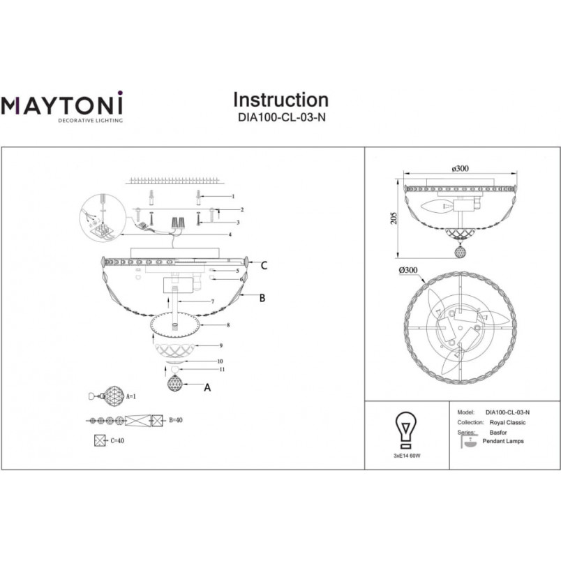 Plafon kryształowy Basfor 30cm Maytoni - Luksus w Twoim domu