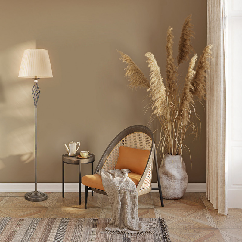 Lampa podłogowa Grace - antyczny design, beż/brąz | Maytoni