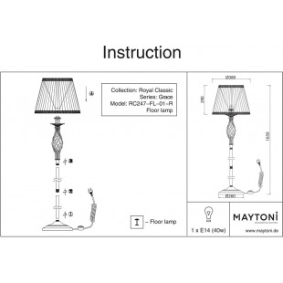 Lampa podłogowa Grace - antyczny design, beż/brąz | Maytoni