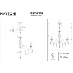 Żyrandol antyczny Grace Maytoni | Elegancki design, 6 żarówek