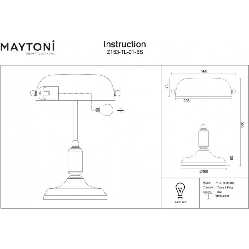 Lampa bankierska Kiwi zielona Maytoni - Stylowe oświetlenie biurka