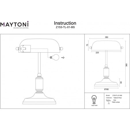 Lampa bankierska Kiwi zielona Maytoni - Stylowe oświetlenie biurka
