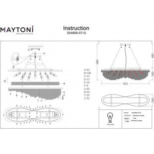 Lampa Wisząca Kryształowa Glamour Toils Maytoni | Cena 2485 PLN