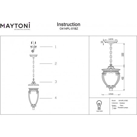 Lampa wisząca retro Fleur | Maytoni - Eleganckie oświetlenie ogrodu