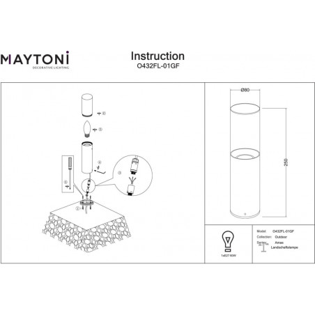 Lampa ogrodowa Amas Maytoni | Stojąca, grafitowa, 25cm