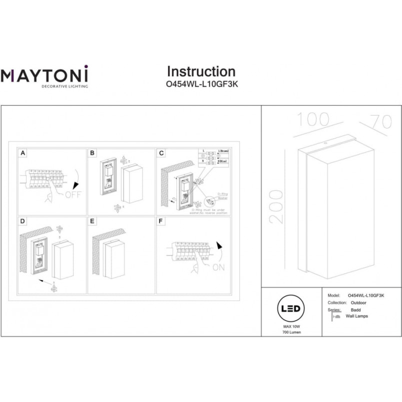 Kinkiet ogrodowy Badd Square LED Maytoni - Nowoczesny design