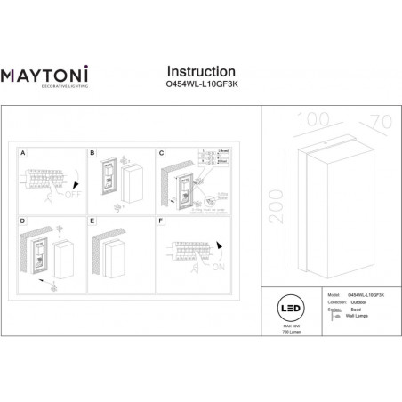 Kinkiet ogrodowy Badd Square LED Maytoni - Nowoczesny design