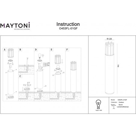 Lampa Ogrodowa Barrel 75cm Maytoni - Nowoczesny Design