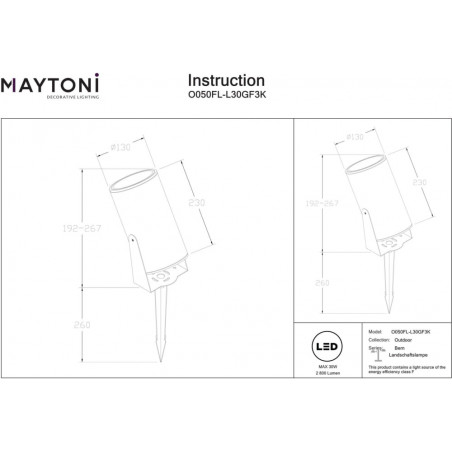 Reflektor ogrodowy LED Bern Maytoni - Nowoczesny design