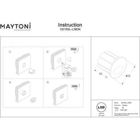 Lampa zewnętrzna Bil LED Maytoni | Oświetlenie schodów - 182 PLN