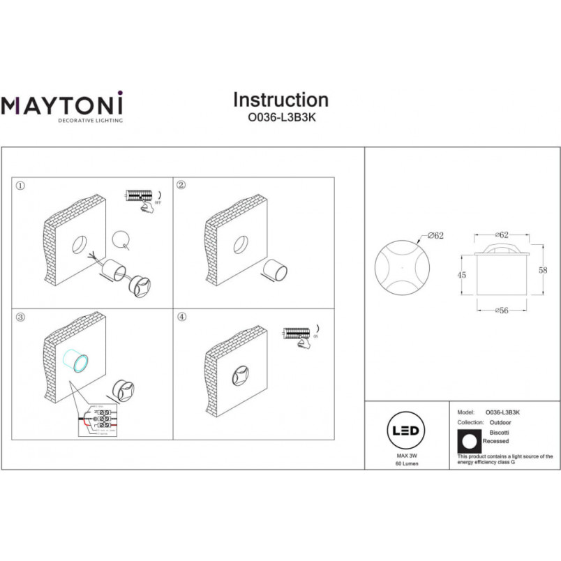 Lampa zewnętrzna LED Maytoni Biscotti II - Czarna | Sklep z lampami