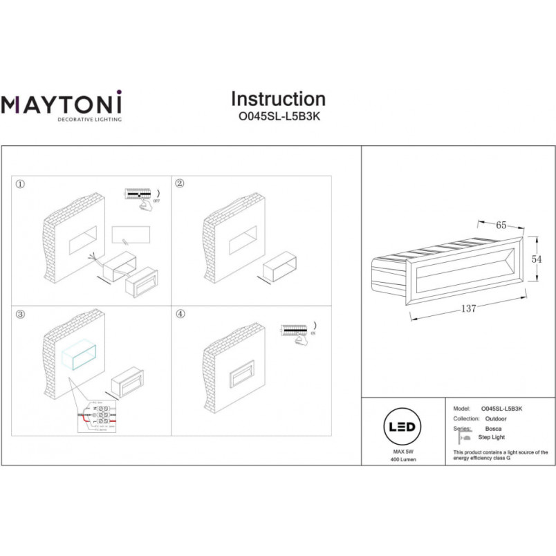 Lampa zewnętrzna Bosca LED Maytoni - Oświetlenie schodów