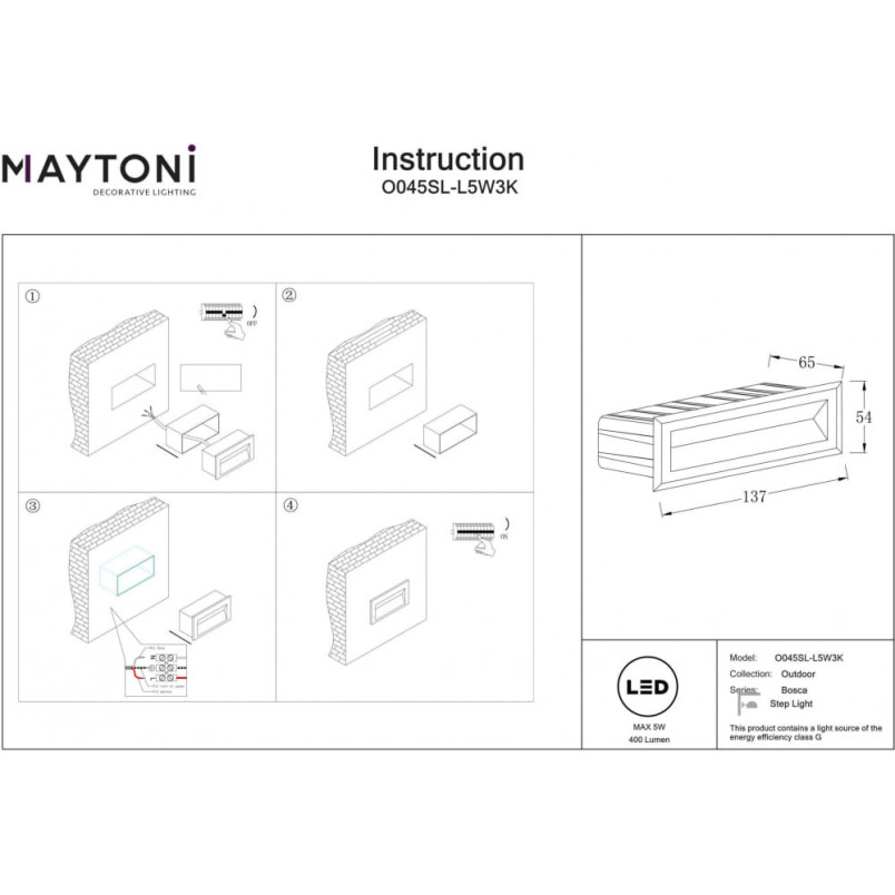 Lampa zewnętrzna LED Bosca - Maytoni | Oświetlenie schodów