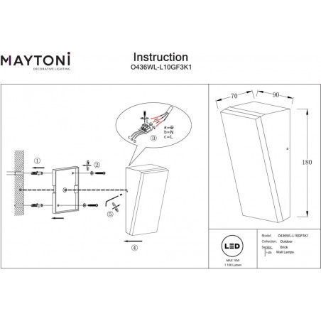 Kinkiet zewnętrzny Brick LED Maytoni - Oświetlenie ogrodu