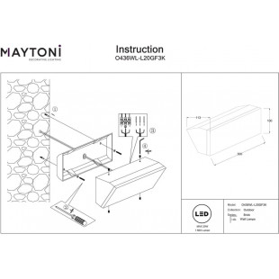 Kinkiet zewnętrzny Brick LED Maytoni - Grafitowy, 30cm