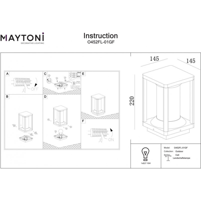 Lampa zewnętrzna Cell grafitowa Maytoni | Oświetlenie ogrodu