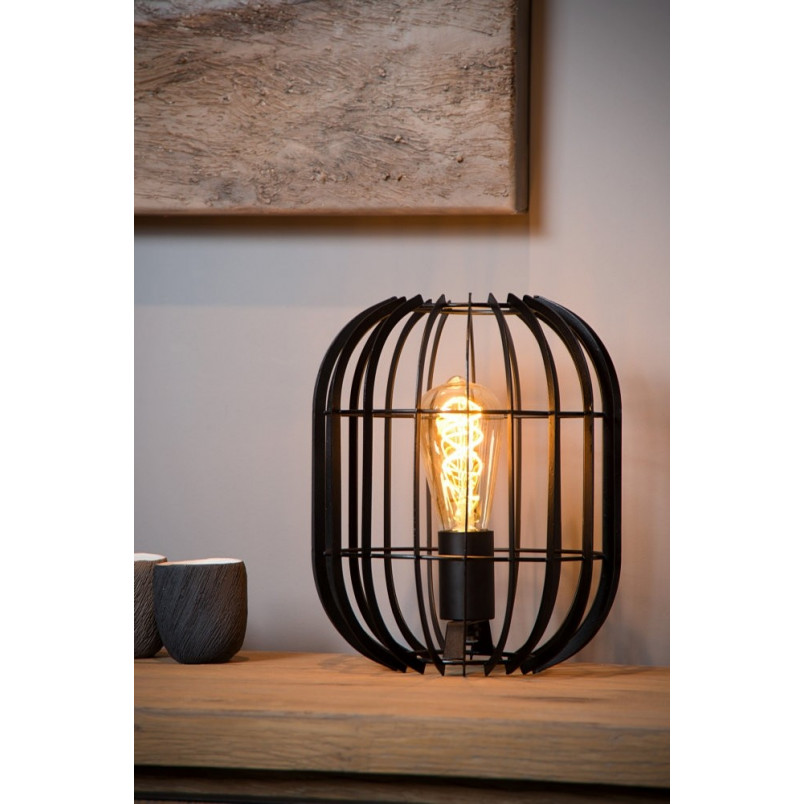 Lampa stołowa Reda 22 czarna Lucide | Loftowa lampa