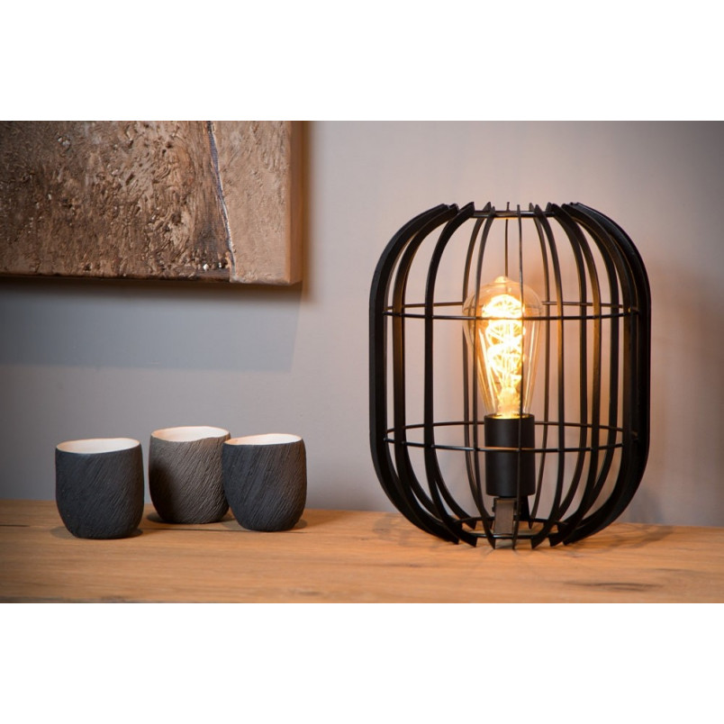 Lampa stołowa Reda 22 czarna Lucide | Loftowa lampa