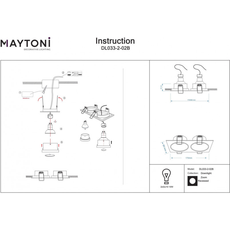 Lampa podtynkowa Zoom II Maytoni | Downlight do łazienki GU10