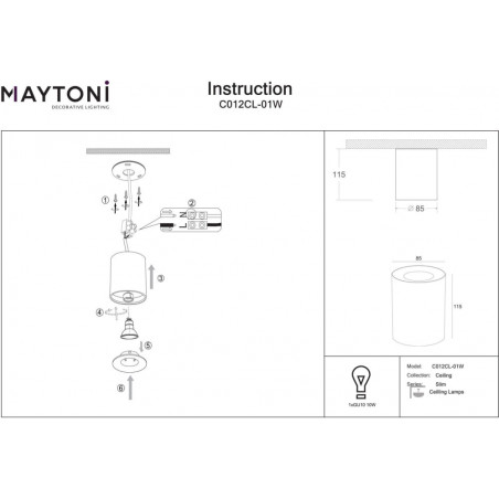 Lampa spot tuba Slim biała Maytoni | Downlight GU10