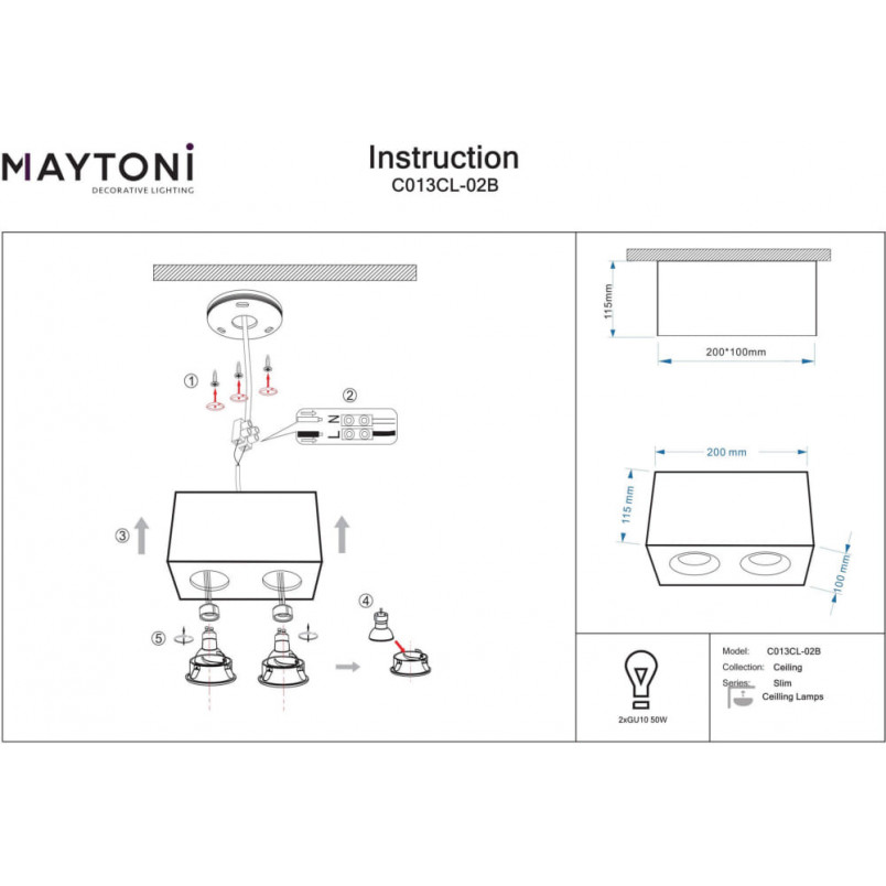 Lampa spot 2 punktowa Slim czarna Maytoni - Oświetlenie LED
