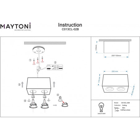 Lampa spot 2 punktowa Slim czarna Maytoni - Oświetlenie LED
