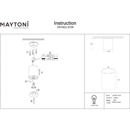Lampa spot tuba Slim B biała Maytoni | Downlight GU10