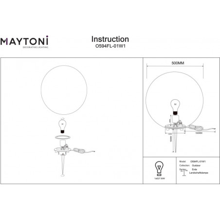 Lampa Ogrodowa Kula Erda 50cm Biała Maytoni | Sklep z Lampami
