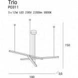 Lampa wisząca Trio III 100cm LED czarna - MaxLight