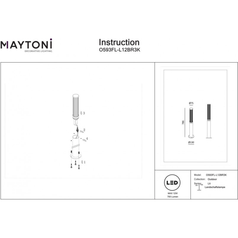 Lampa zewnętrzna Lit LED Maytoni - Oświetlenie Ogrodowe