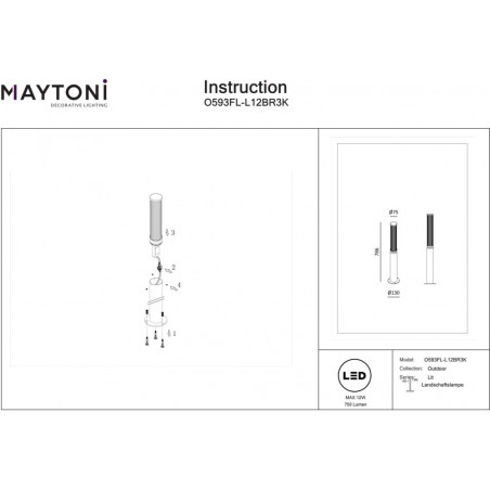 Lampa zewnętrzna Lit LED Maytoni - Oświetlenie Ogrodowe